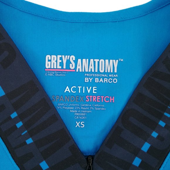 Grey's Anatomy Scrub Top GVST017-BTBE Blue Tonic - Picture 3 of 9